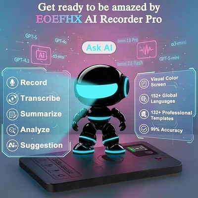 AI Voice Recorder, Transcribe & Summarize with Deep AI Analysis, Support 152 La