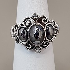 Avon Hematite Ring Oval Silver Tone 5 - 5.5