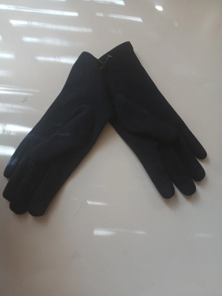 Guantes Mujer Tecnología Inteligente Compatible con Pantalla Táctil Cuatro Botones Detalle Azul Marino Foto 3 de 4