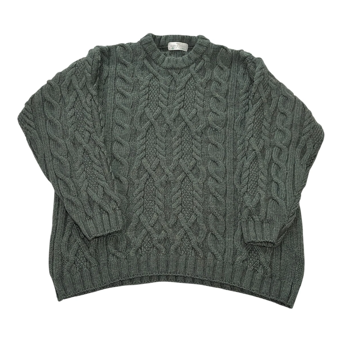 SAOL 100% Lana Merino Da Uomo Tradizionale Irlandese Aran Girocollo Lavorato A Maglia Maglione Pullover, Antracite, S - Foto 6