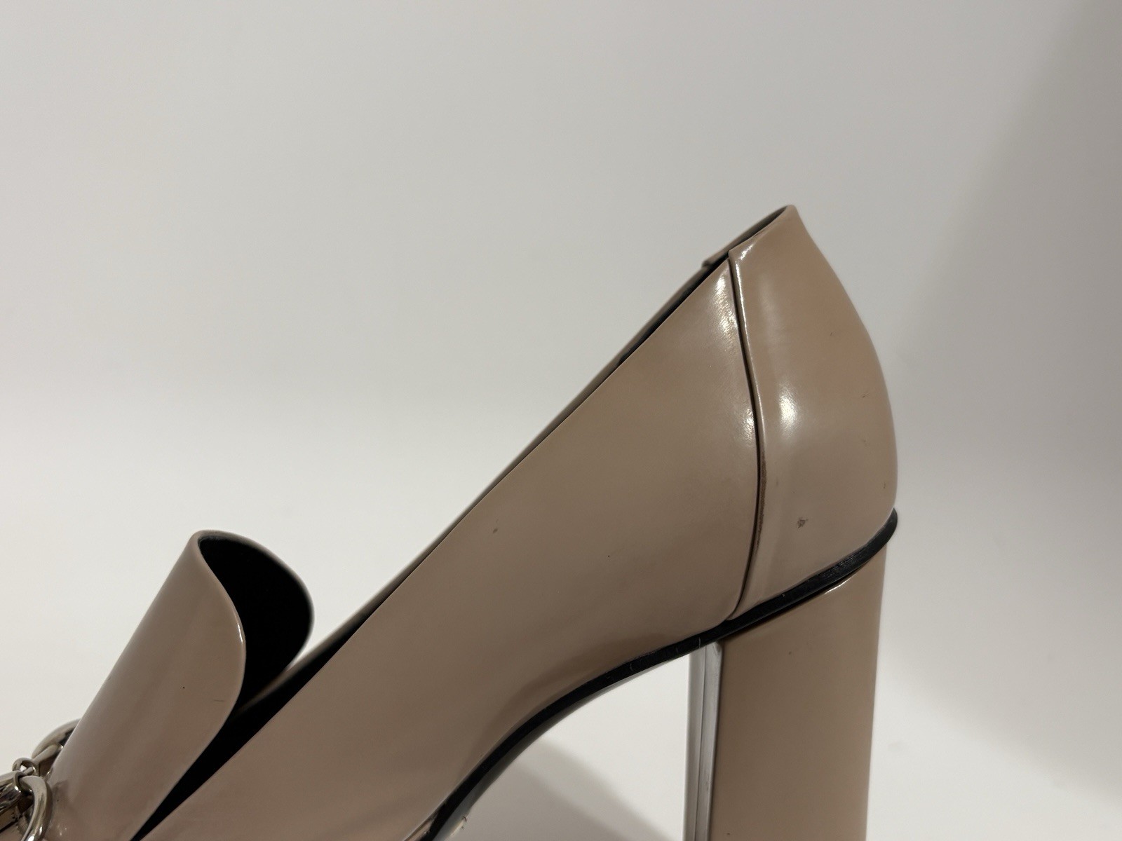 Vtg Gucci Beige Leather Horsebit Heels 37.5 thumbnail 7