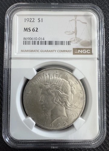 1922 Peace Dollar $1 NGC MS62 Silver Coin Philadelphia KM#150 #8690610-014
