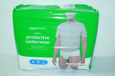 Amazon Basics Mens Protective Underwear 3 SAMPLLES Size XL 44''- 64'' Waist NEW