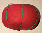 Vintage Collectible Tomato Pin Needle Cushion Holder Red/Green Fabric Flower Sew — photo 4