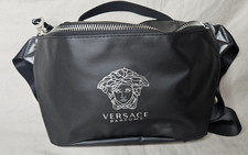 Versace Parfums Belt Bag Waist Pouch For Men Black Silver Travel Bag Fannie Pack