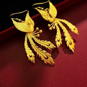 Authentic Golden Phoenix Whispers Celestial Grace Earrings