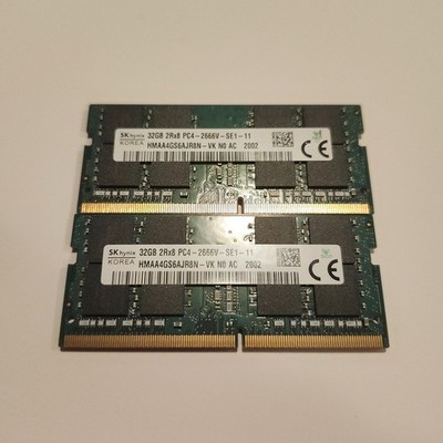SK Hynix 64GB (2x32GB) RAM 2666V SODIMM DDR4 2Rx8 PC4-2666V-SE1-11