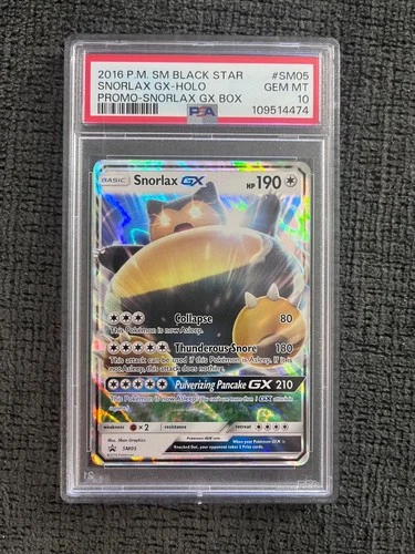 2016 POKEMON SM BLACK STAR PROMO SNORLAX GX BOX #SM05 SNORLAX GX-HOLO PSA 10