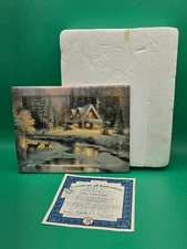 1995 Thomas Kinkade Hallmark Tile Hot Plate Trivet 7" Deer Creek Cottage COA NEW