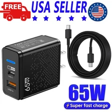 65w Type USB-C Super Fast Wall Charger /Cable For Samsung Galaxy S25 S24 S23 S22