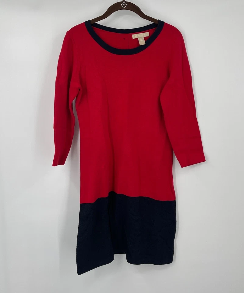 Banana Republic Womens Small Red Blue Casual Knit Sheath Preppy Classic Stretch - Image 2 of 4
