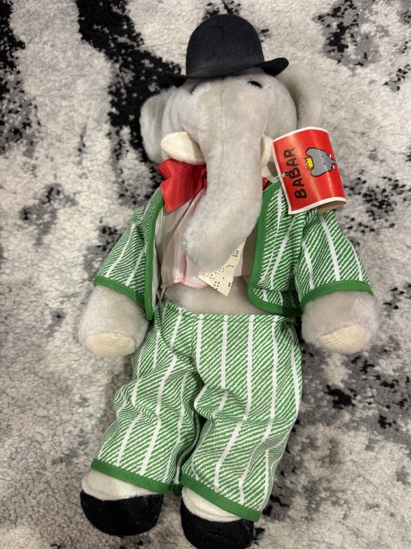 NWT Vintage 1977 Eden Toys Babar The Elephant 15” Plush Green Suit