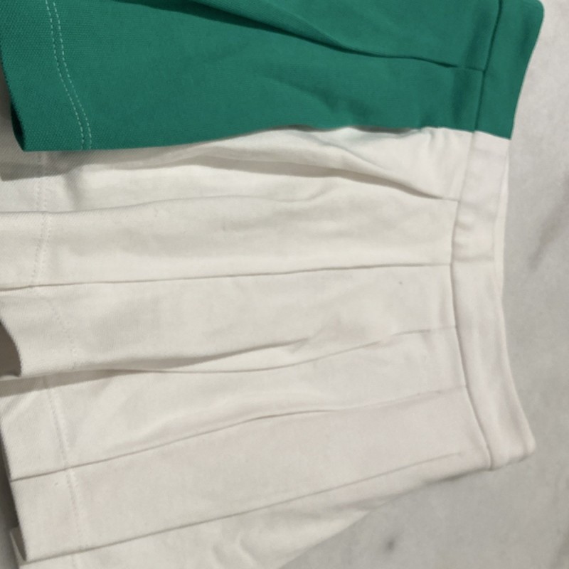 Jacadi Girls Pleated Skirt White Green Cotton Button 4A 104cm