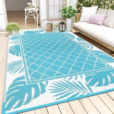 Outdoor Rug  5 ft x 7 ft  Waterproof Double-Sided Plastic Woven Grass Rug