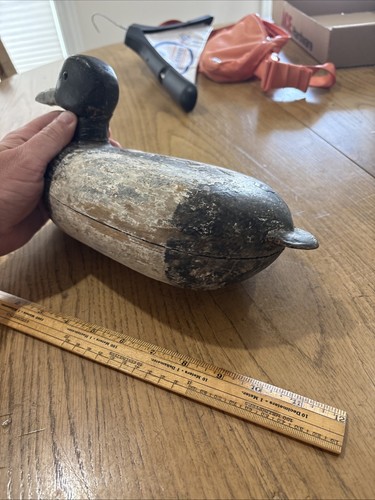 George Reisinger Pekin IL Hand Carved Wooden Duck Decoy Bluebill Illinois River - Picture 9 of 17