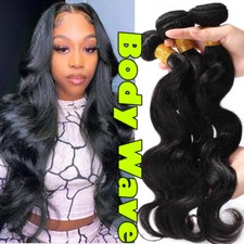 Wavy Sew In Weave Virgin Peruvian/Indian Human Hair Extensions 3Bundles 300g 18"