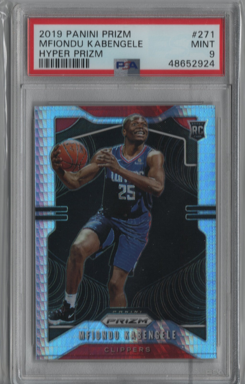 2019 Panini Prizm Mfiondu Kabengele #271 Hyper Prizm RC Graded PSA 9 Clippers