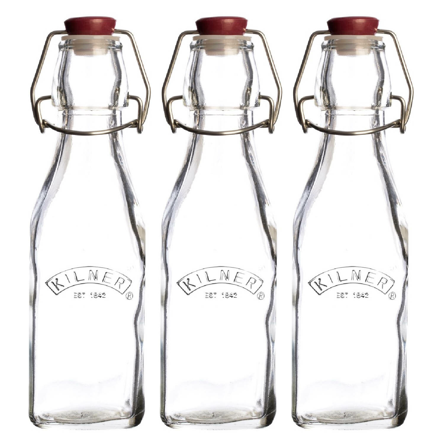 Kilner 3pc 0.25L Clip Top Glass Bottle Oil Vinegar Condiments Storage