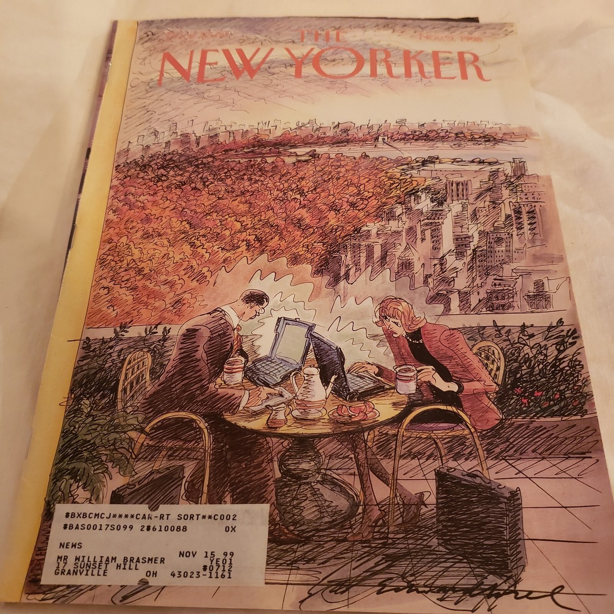 1998 NOVEMBER 9 THE NEW YORKER MAGAZINE - ILLUSTRATED COVER - NY