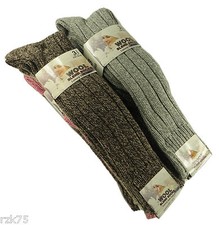 6 Pairs Of Ladies Chunky Long Wool Socks, Thick Heavy Duty Work Boot Socks, 4-7