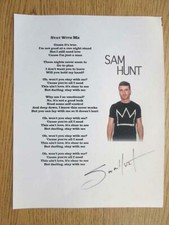 SAM HUNT  STAY WITH ME SIGNED LYRIC SHEET AUTOGRAPH ORIGINAL