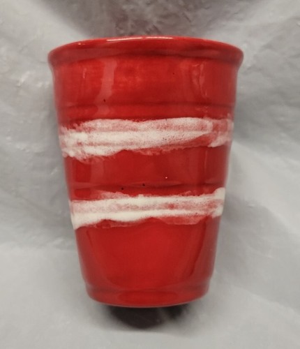 Moderne Kunstkeramik rote Tasse / Vase Künstler signiert # 4024 - Bild 15 von 24