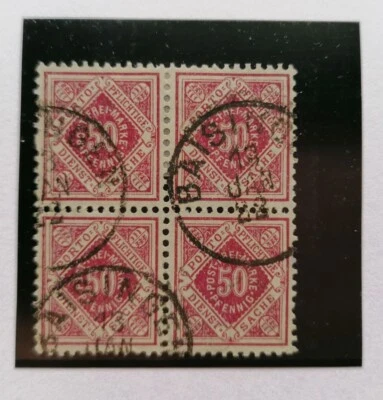 Altdeutschland Württemberg 50 Pfg bräunl.lila 4xBlock BPP Mi154 Stempelung Basin - Bild 1 von 2