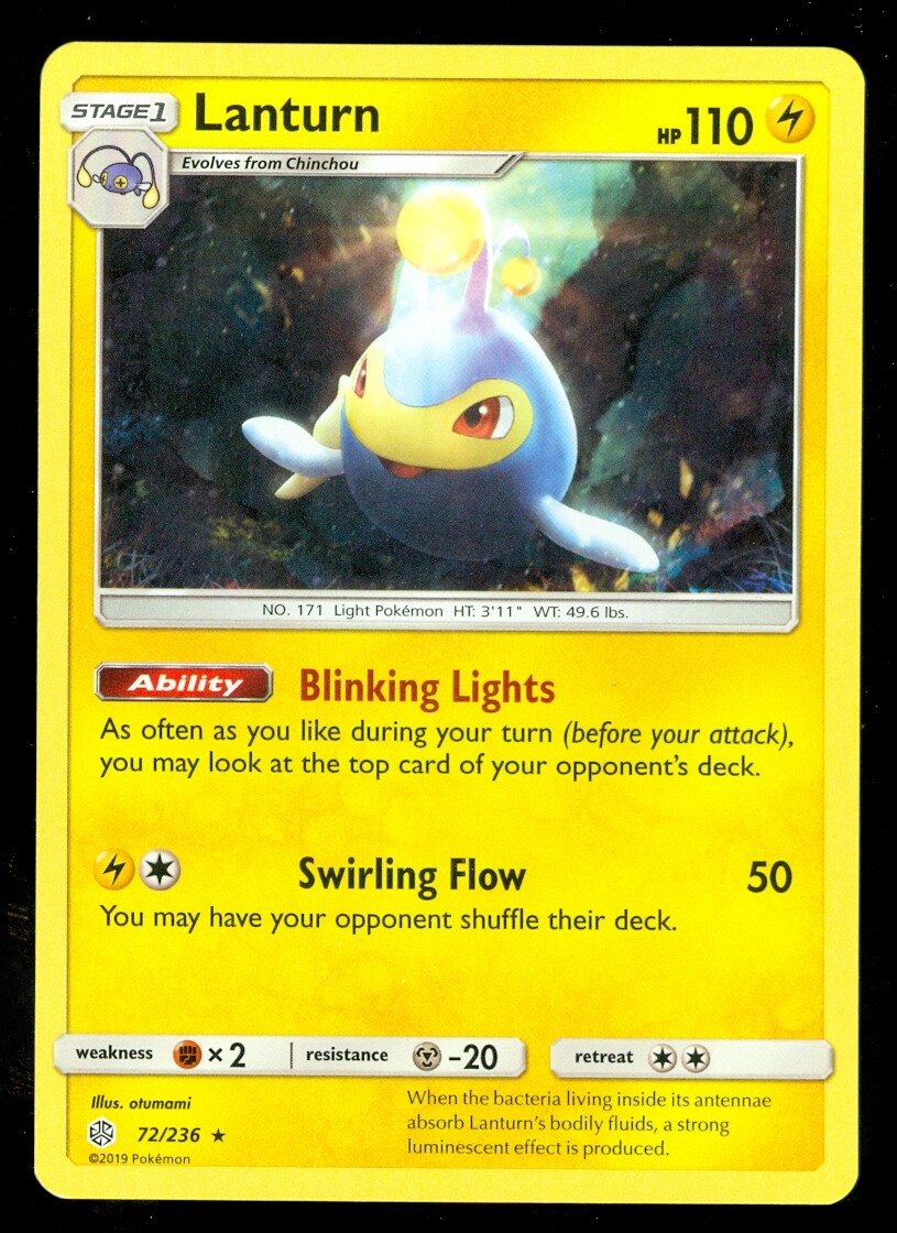 Pokemon LANTURN 72/236 Cosmic Eclipse RARE - - MINT