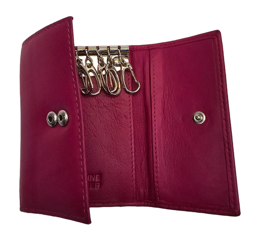 Unisex Real Soft Pink Genuine Quality Leather Key Holder Coin Pouch - Picture 4 of 10