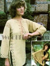Crochet Pattern Vintage Ladies Tunic/Top/Sweater Shawl.