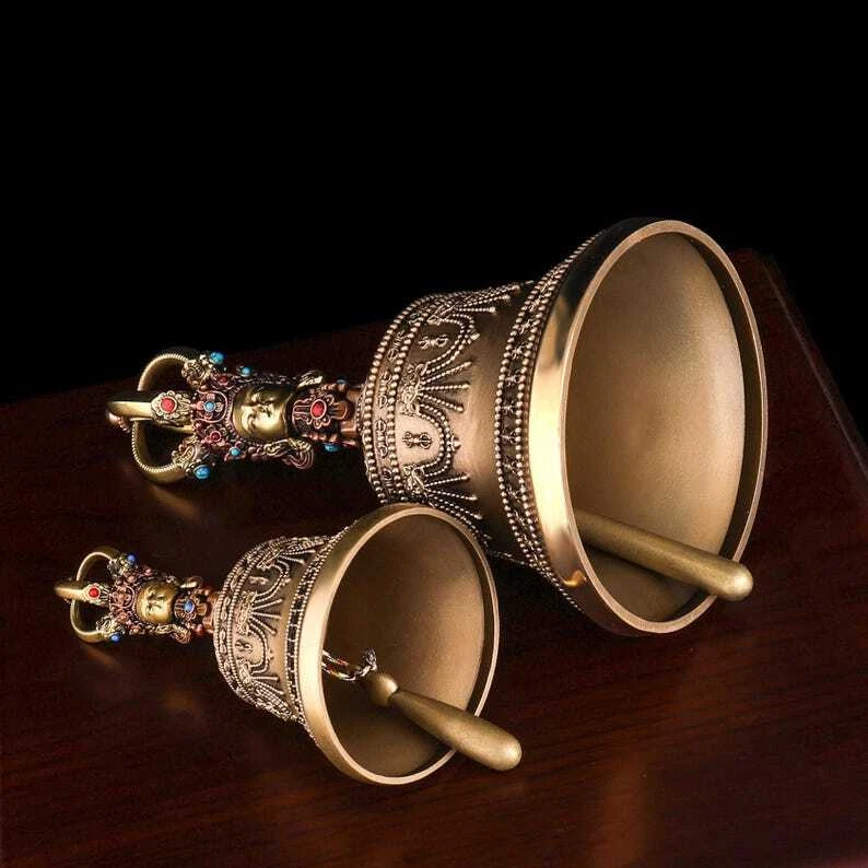 Juego de Vajra y Campanas Tibetanas, Herramientas Rituales Budismo Tántrico, Decoración de Sala de Meditación Foto 4 de 4