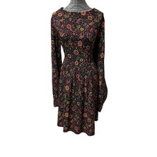 Forever 21 Contemporary Black Liberty Floral Paisley Long Sleeve Mini Dress MED