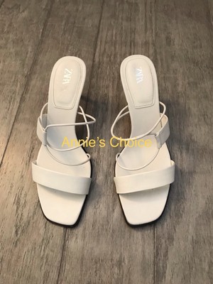 Leather High Heel Strappy Sandals(White 