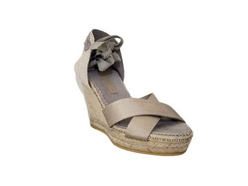 SCARPE SANDALI DONNA APEPAZZA 501342 SANTA FE' TESSUTO TAUPE ZEPPA ALTA PLATEAU - Foto 2 di 7