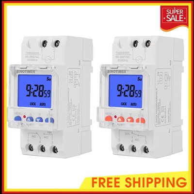 Weekly Programmable Digital Timer Switch Backlit LCD Time Relay DIN Rail Mount