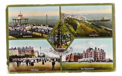 Antike Postkarte Folkestone Kent England von 1912 KOSTENLOSE UK-LIEFERUNG! 