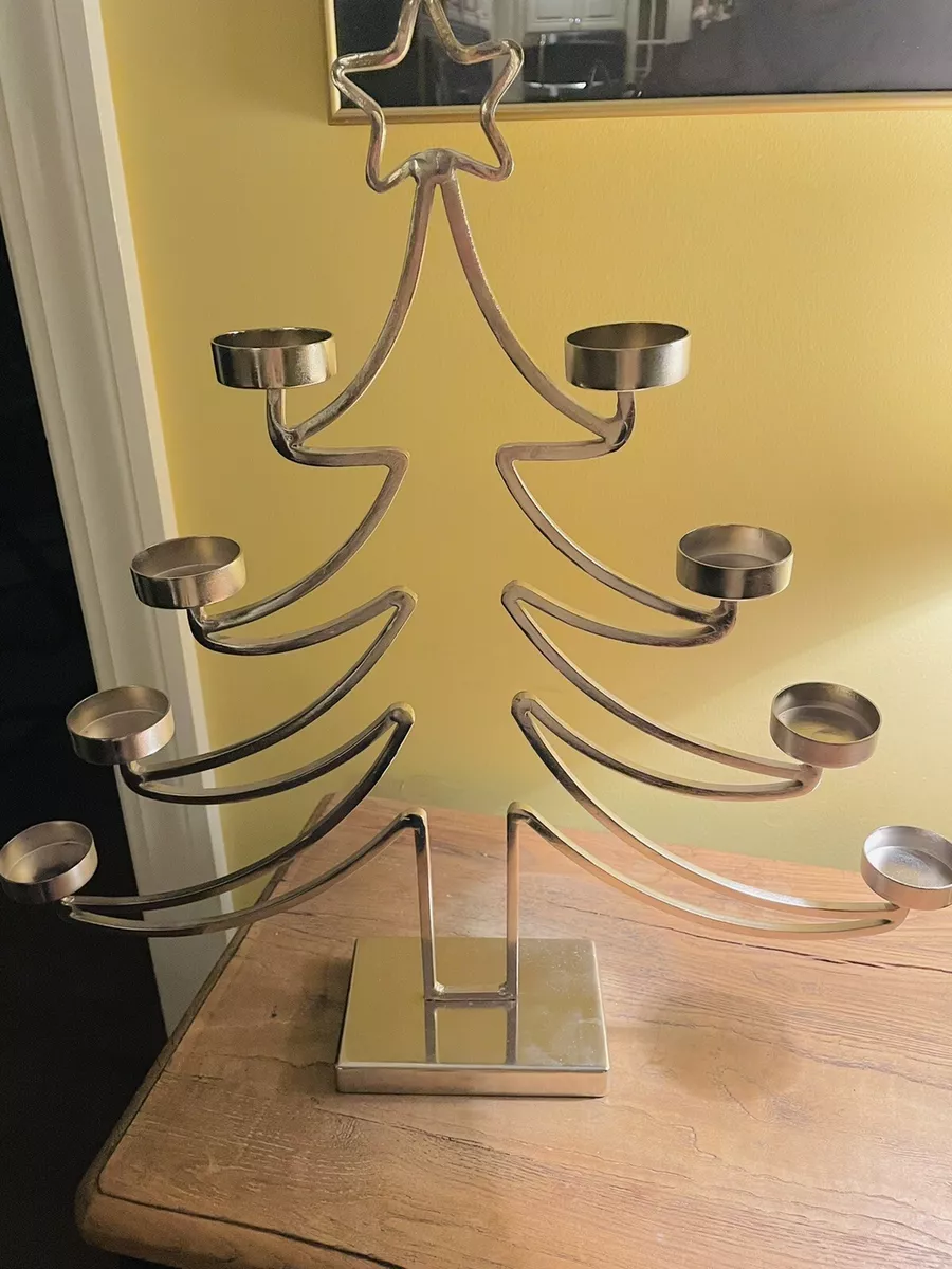 NEW Crate Barrel Christmas Tree Tea Light Candle Holder Like Pottery Barn