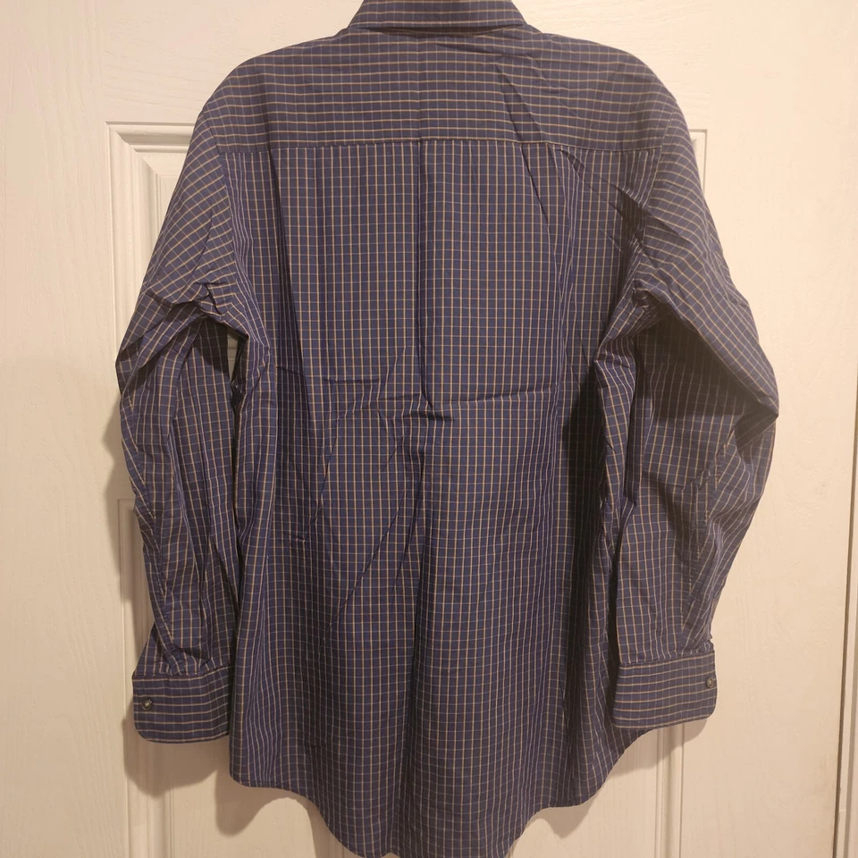 Camisa de vestir Christian Dior abotonada para hombre talla 15 1/2 32-33 azul a cuadros Foto 2 de 4