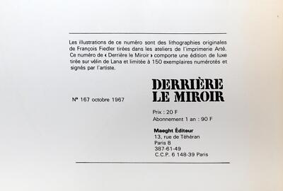 François Fiedler, Derriere le Miroir #167 (Cover), Lithograph on
