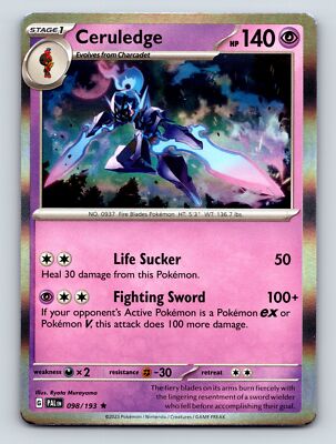 Stage 1 Ceruledge HP 140 Life Sucker Fighting Sword Rarity Purple