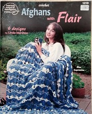 Afghans with Flair Crochet 1219 American School Needlework 6 patterns VTG 90s