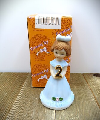 1982 GROWING UP BIRTHDAY GIRLS, AGE 2, BRUNETTE, ENESCO ITEM E9526