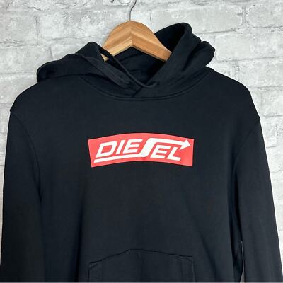 パーカー・フーディ Diesel Distressed Black Hoodie With Kangaroo Pocket Diesel Logo Hoodie Size Small Pullover Kangaroo Pocket Black