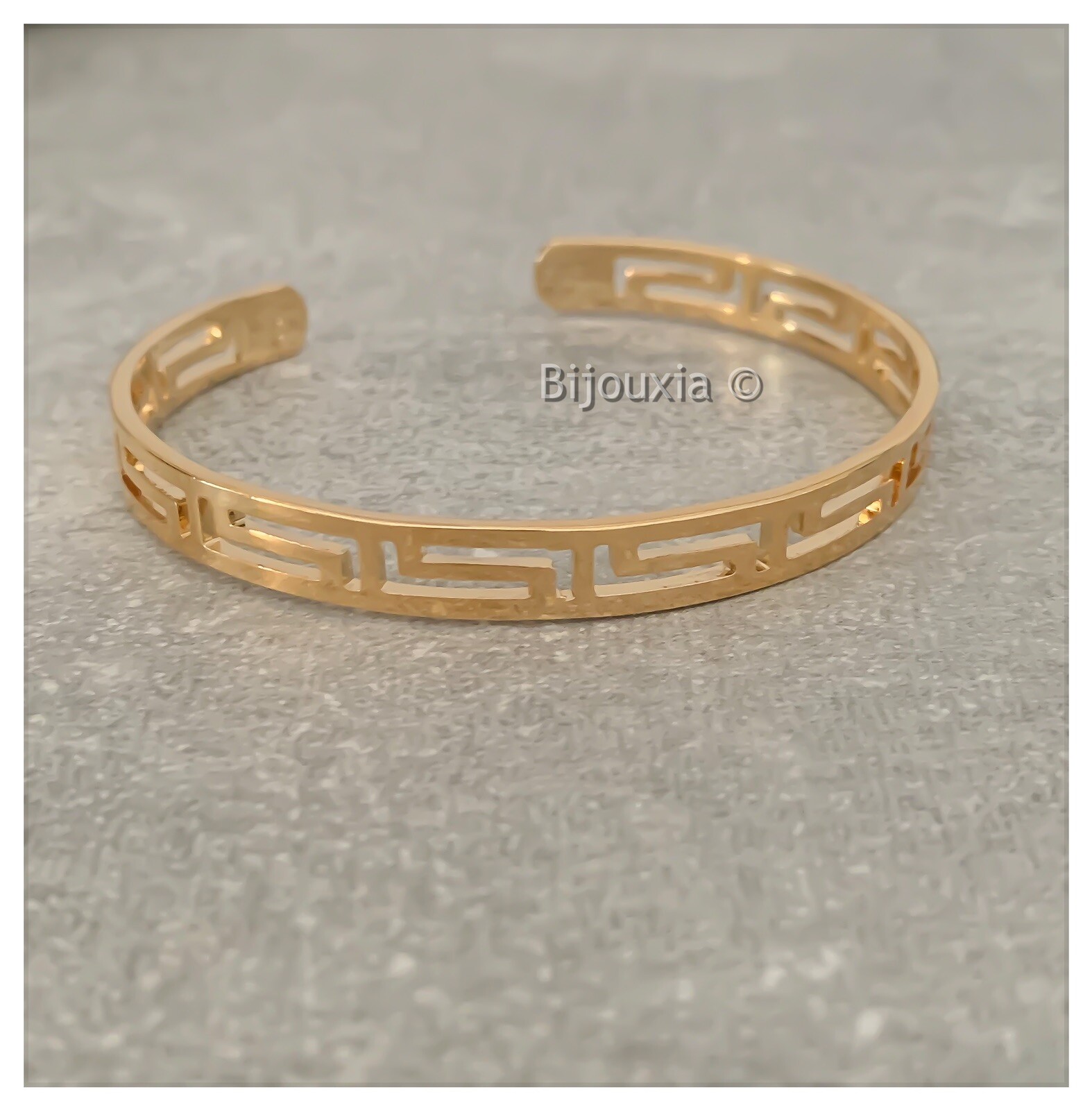 Bracelet jonc manchette ajouré plaqué or jaune 18k rigide de 5.8cm pour femme