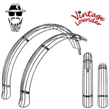 Vintage Lowrider 26" Flared Twisted Adjustable DuckTail Black Bicycle Fender Set