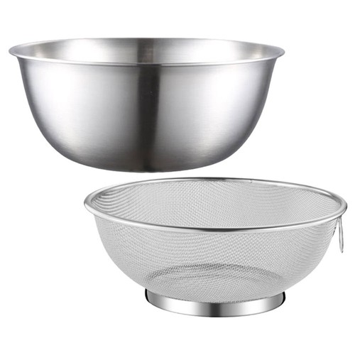 2 Pcs Drain Basket Sink Fruit Washing Bowl Stainless Steel Rice Drainer - Picture 11 of 12