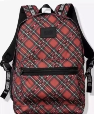 Pink by Victoria Secret Red Plaid Campus Backpack Victoria main image 4