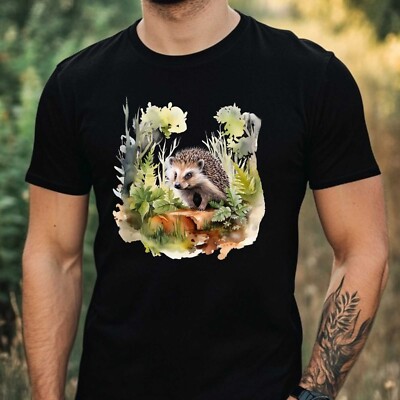 Herren T-Shirt Igel Motiv Baumwolle Größe XS bis 5XL