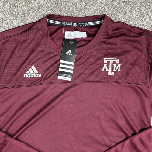 Adidas Texas A&M Pullover Mens L Maroon Athleisure ClimaCool long sleeve Aggies - Picture 2 of 10