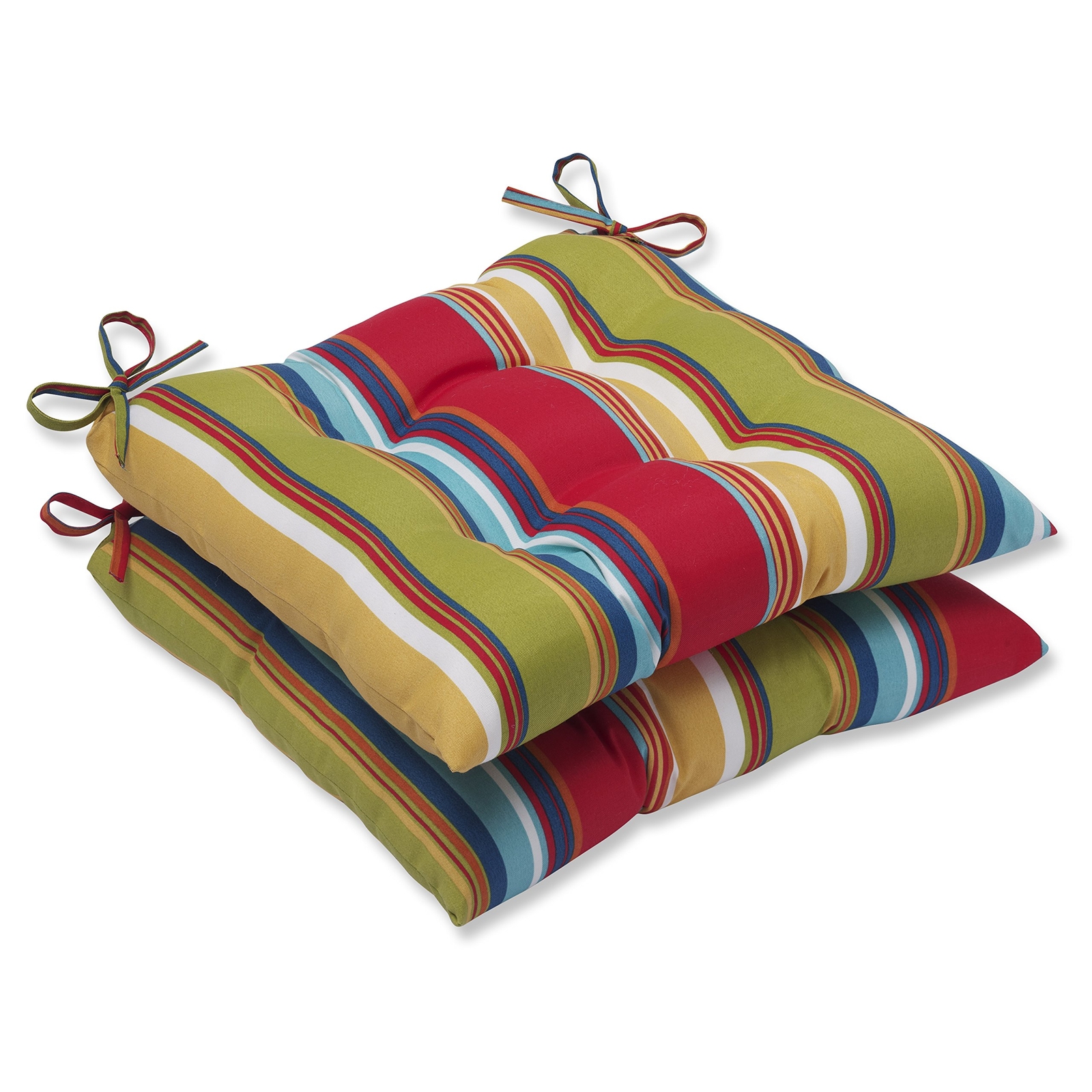 Stripe Indoor/Outdoor Chair Seat Cushion with Ties, Tufted, Weather, and Fade...
